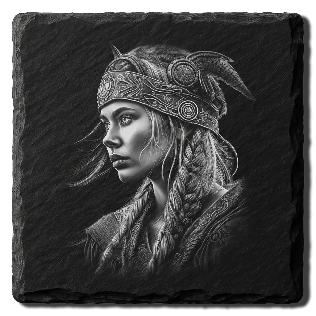 viking-woman-laser-engraving-slate